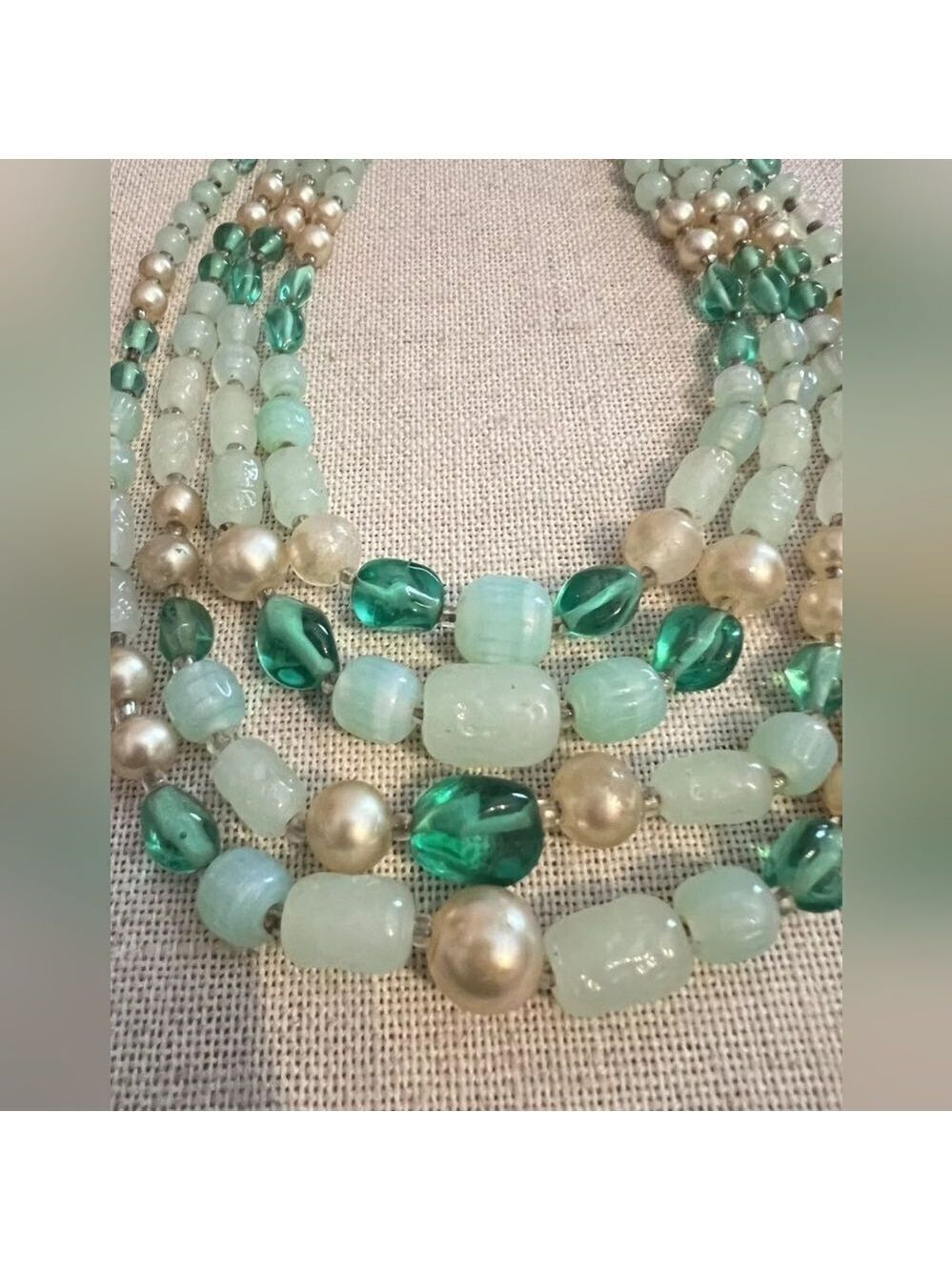 1950s Vintage Four-strand GLASS Beaded Necklace JAPAN